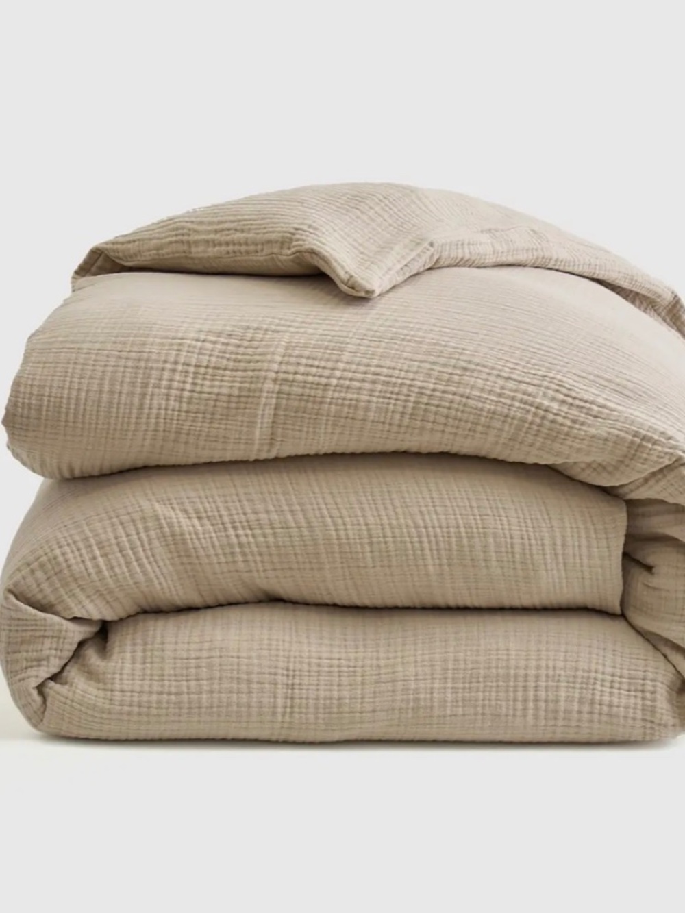 Quince Organic Cotton Airy Gauze Twin Duvet Cover Set in Dune